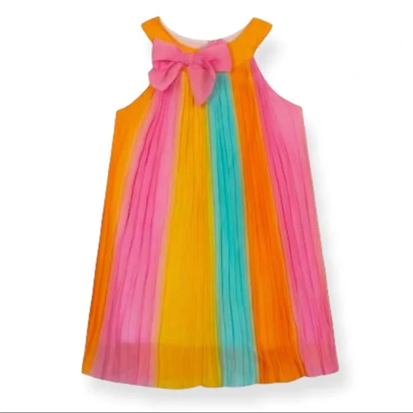rare editions pleated dress Rare Editions Girls' Chiffon Dress Rainbow Pleat XL (14/16):- Rainbow Pleat, XL (14/16)